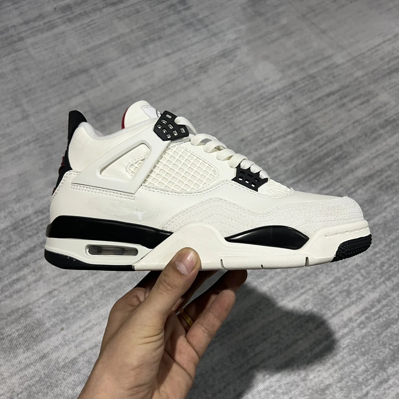 Clearance Sale i8 Version Air Jordan 4 Mid Retro Basketball Shoes 100 White Black