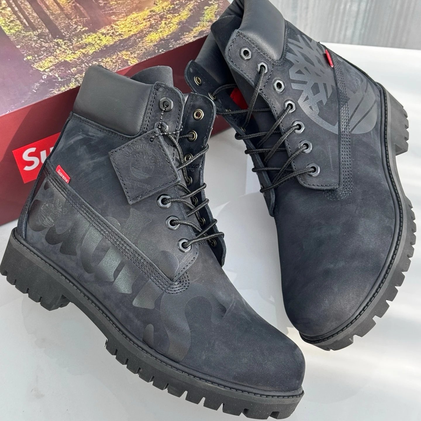 Timberland 6-Inch Premium Boot Nubuck x Supreme Big Logo Black