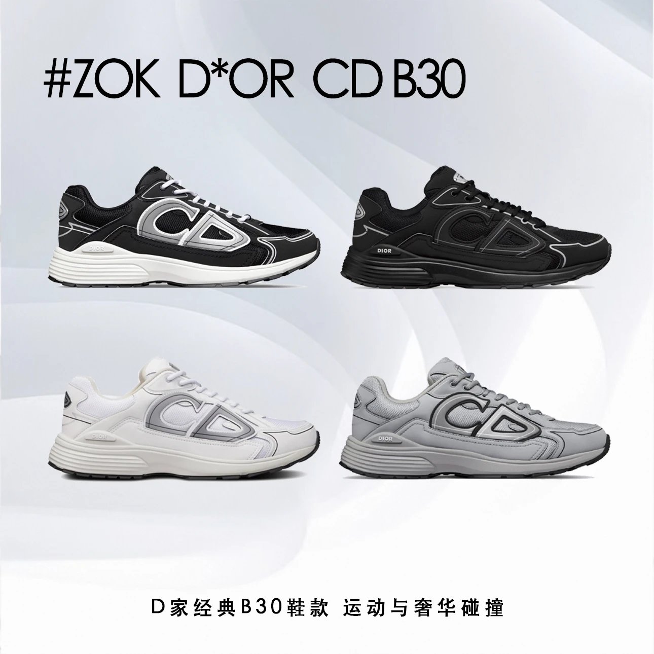 ZOK Dior B30 CD Sneakers [In Stock, Shipping Now] - Luxury Streetwear Genes, Athletic Aesthetics