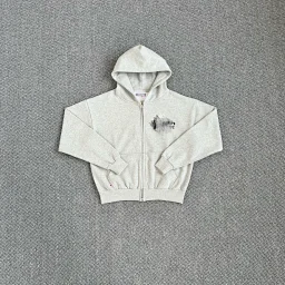 thumbnail for Z-BP black letter flower gray zip shirt