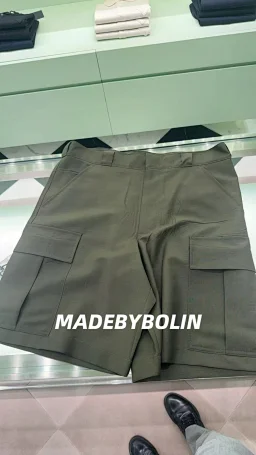 thumbnail for FW26 Spring/Summer New P Triangle Label Embroidered Double-Pocket Work Shorts Unisex Style
