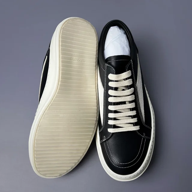 Rick Owens Sneakers Low-top lace-up with contrast side stripe and serrated sole product detail image 9