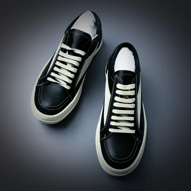 Rick Owens Sneakers Low-top lace-up with contrast side stripe and serrated sole product detail image 8