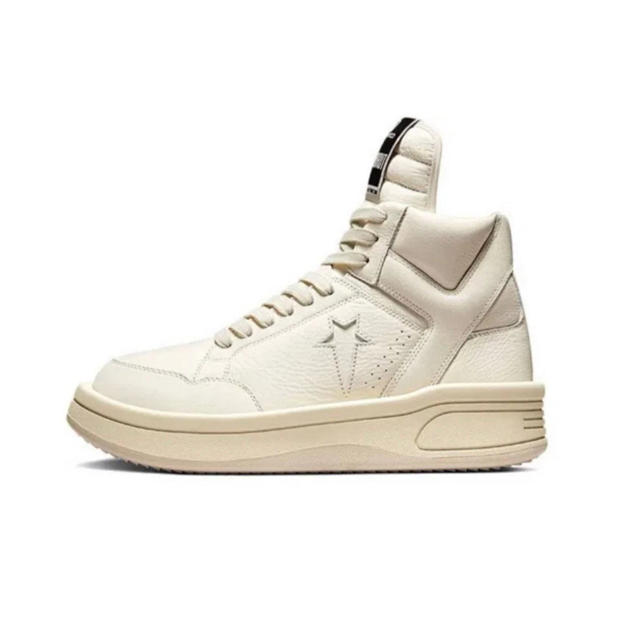 Rick Owens Sneakers Low-top lace-up with contrast side stripe and serrated sole — Ivory white 172343 C