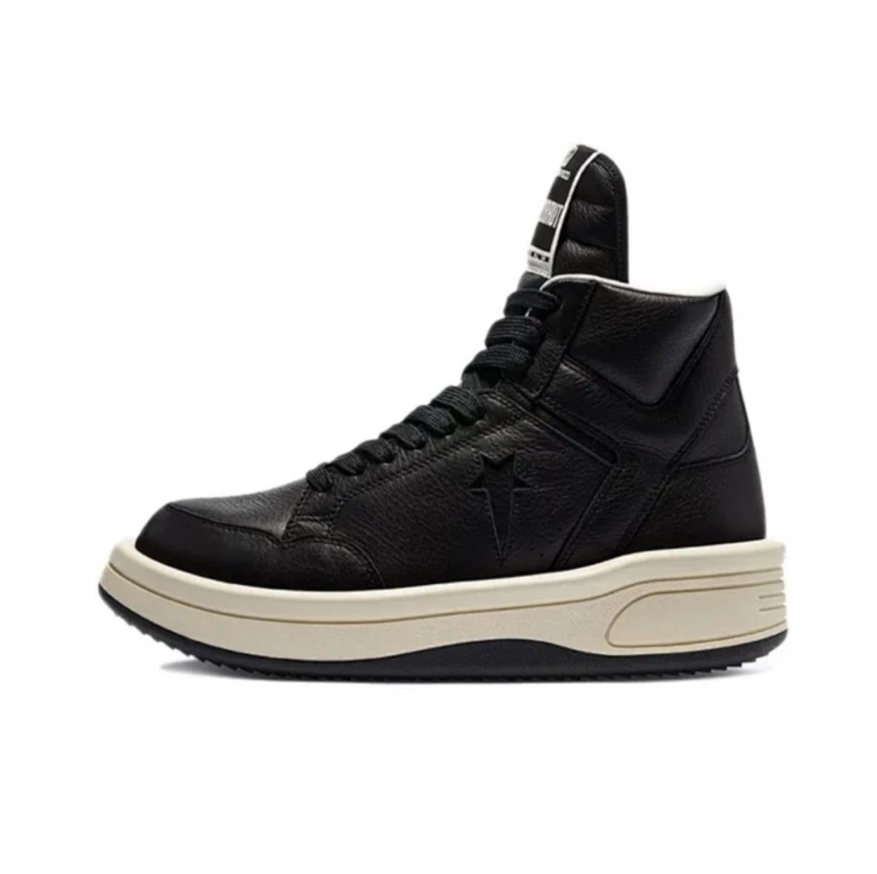 Rick Owens Sneakers Low-top lace-up with contrast side stripe and serrated sole — Black 172342 C