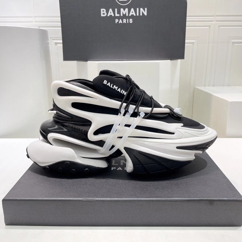 Balmain B-Mesh Sneakers Black and White Chunky Sneakers