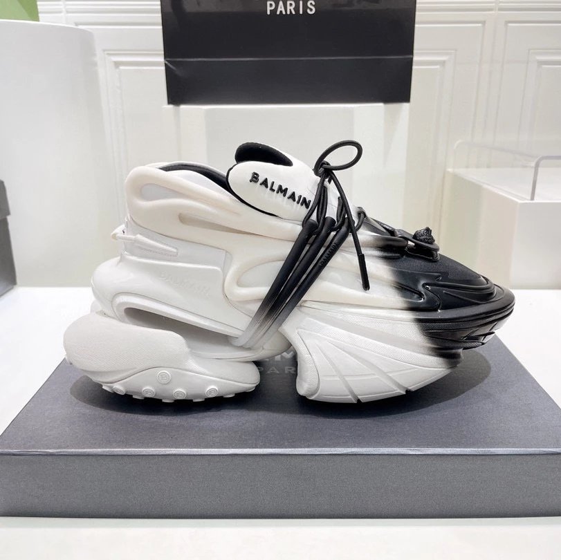 Balmain Tripple B White Black Chunky Sneakers