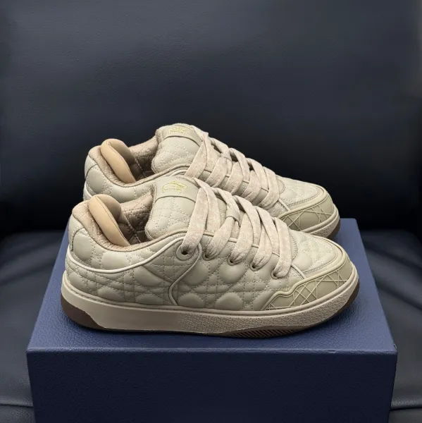Dior B23 Quilted Low-Top Sneakers Beige - 1