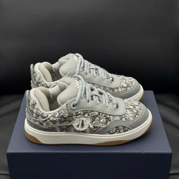 Dior B23 Tweed Gray Sneakers - 1