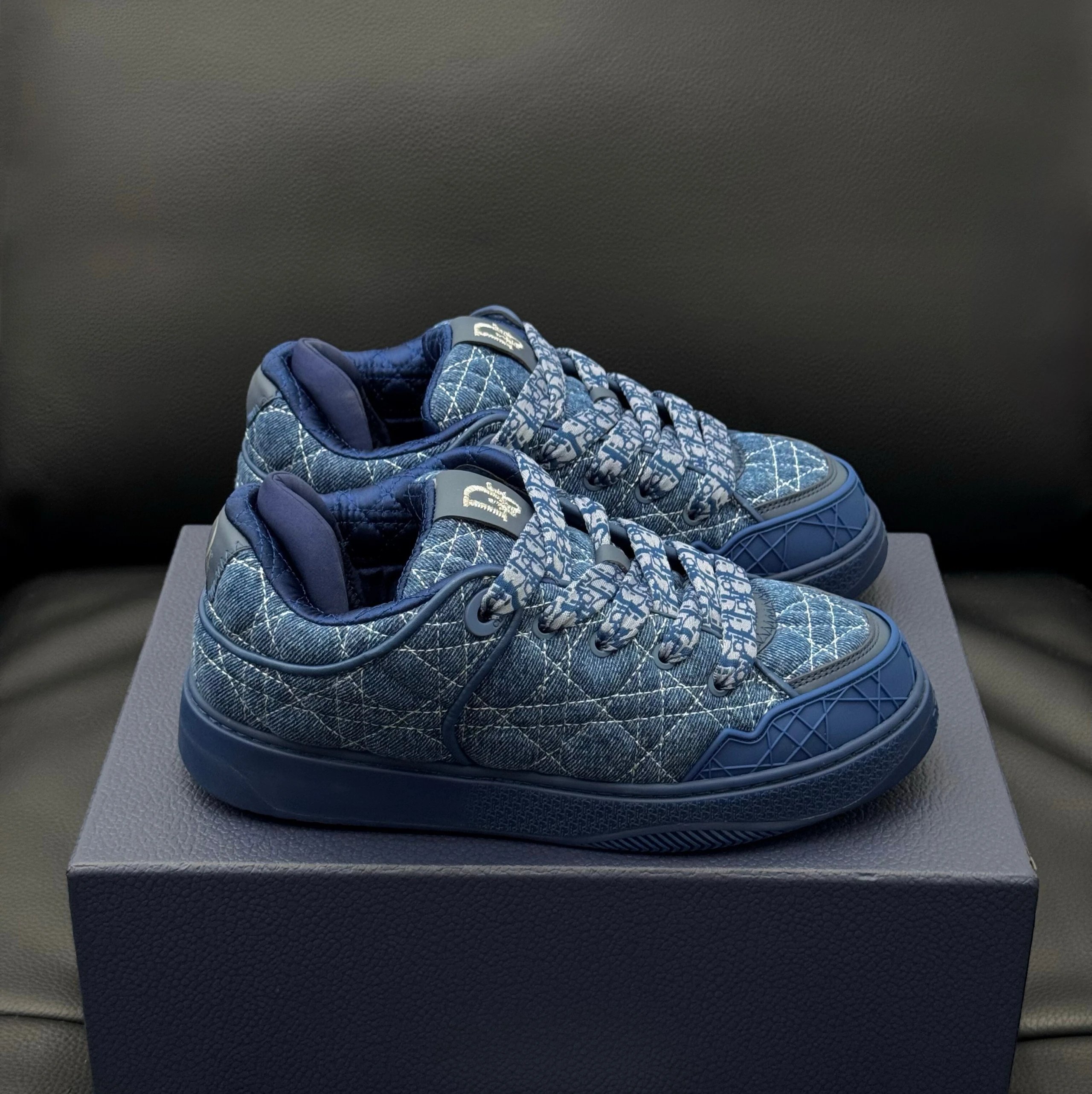 Dior B23 Low Denim Oblique Blue Sneakers - 1