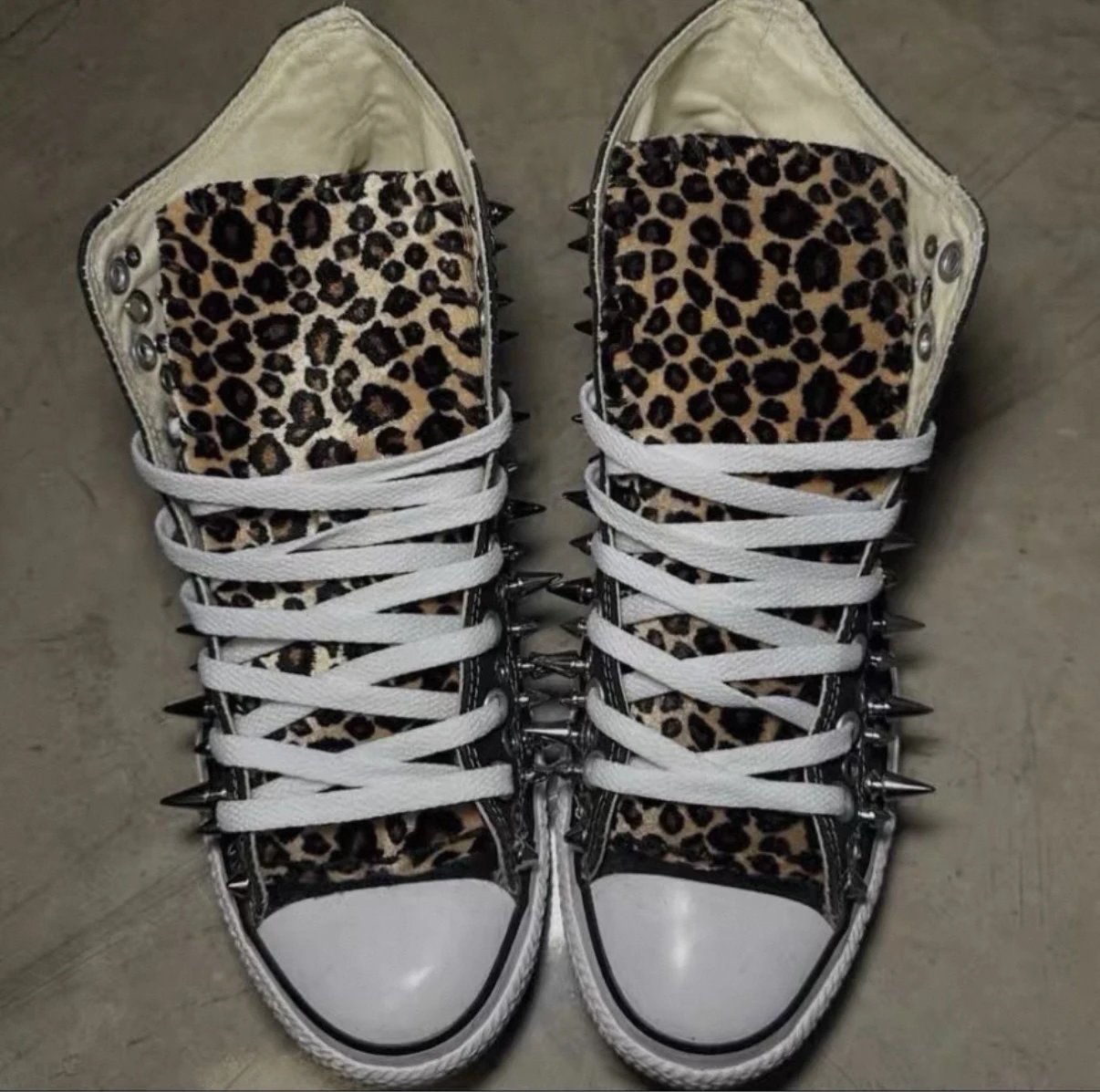 Leopard Print Tongue Converse Remake All Star High-Top Canvas Shoes Unisex