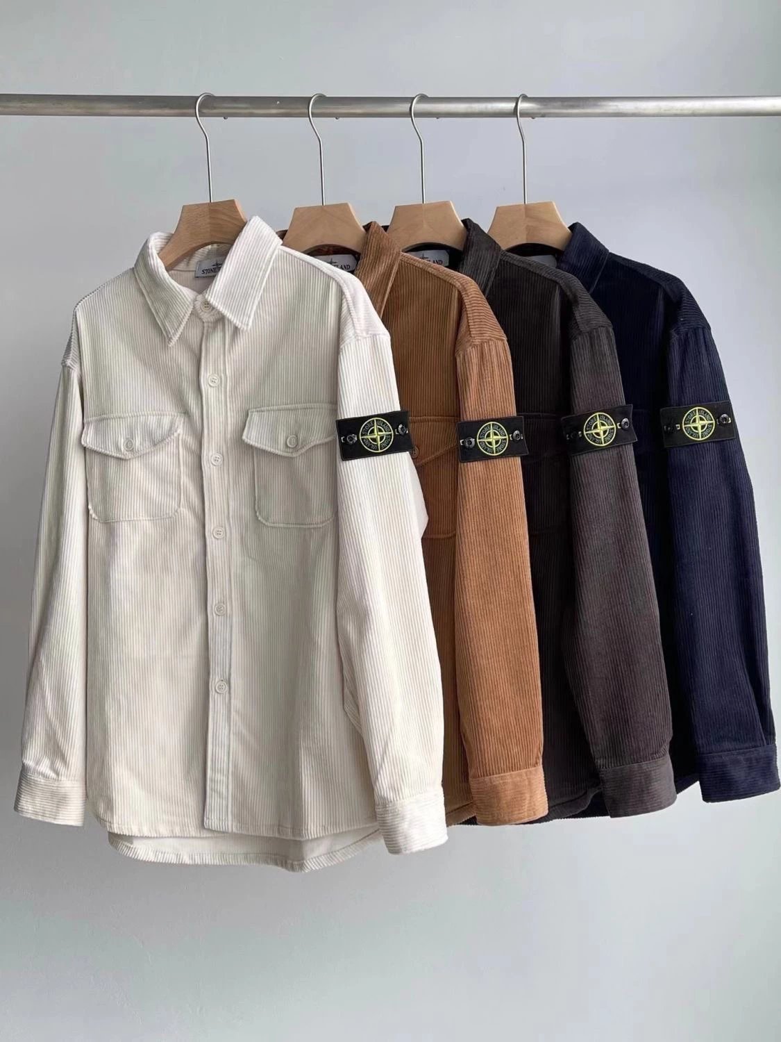 Spring and Autumn Corduroy Jacket Retro Loose Casual Versatile Shirt Long Sleeve Unisex High Street Trendy