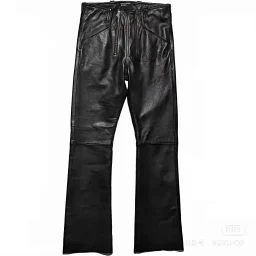 thumbnail for (Cutoff ERD 25ss New Zealand lambskin German-style workwear double-zipper slightly flared leather pants.)