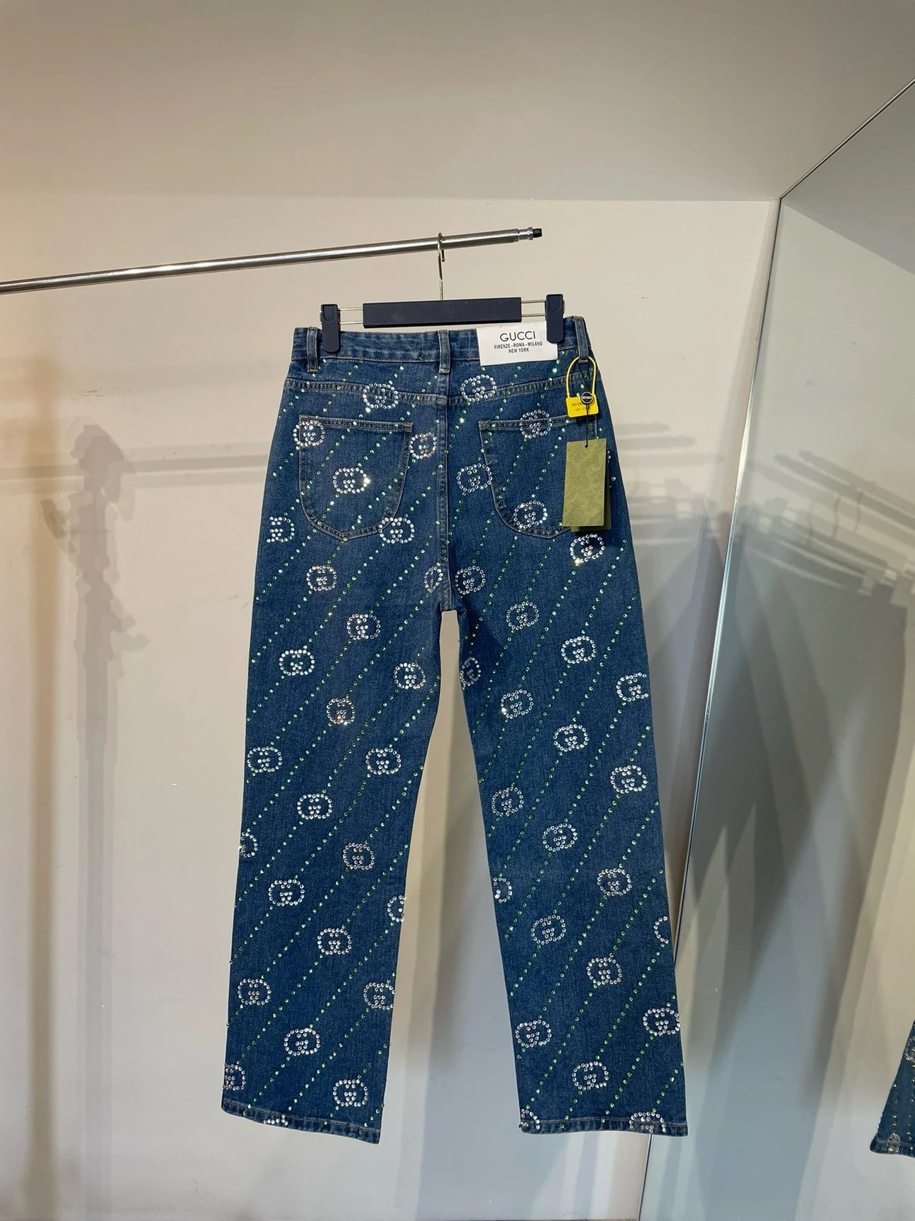 Gucci Crystal GG Logo Straight-Leg Jeans