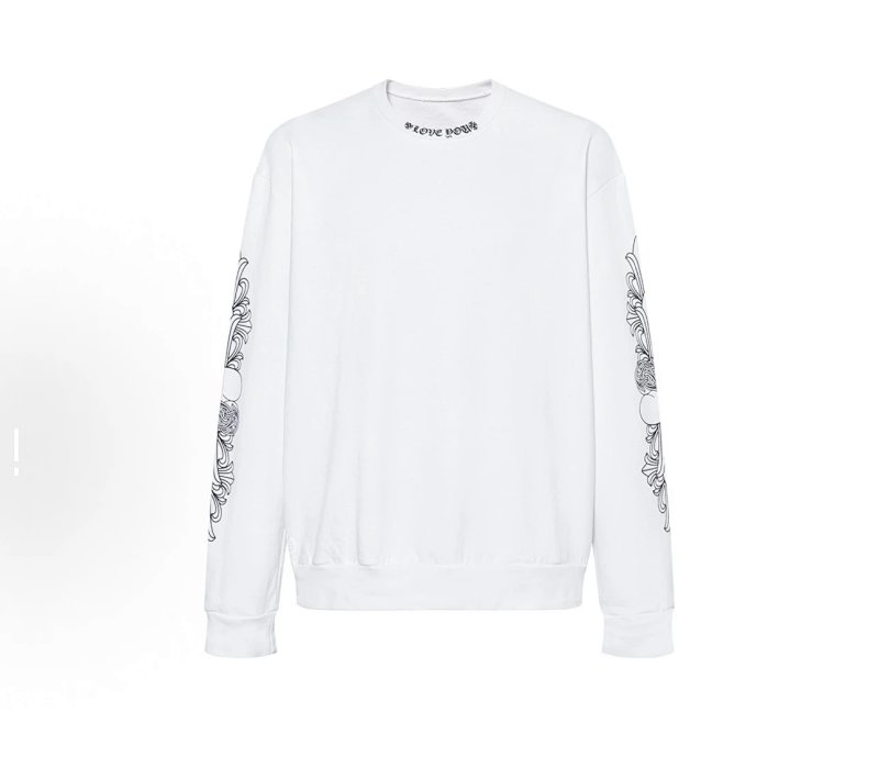 Chrome Hearts Heart Vine Print Round Neck Pullover Hoodie