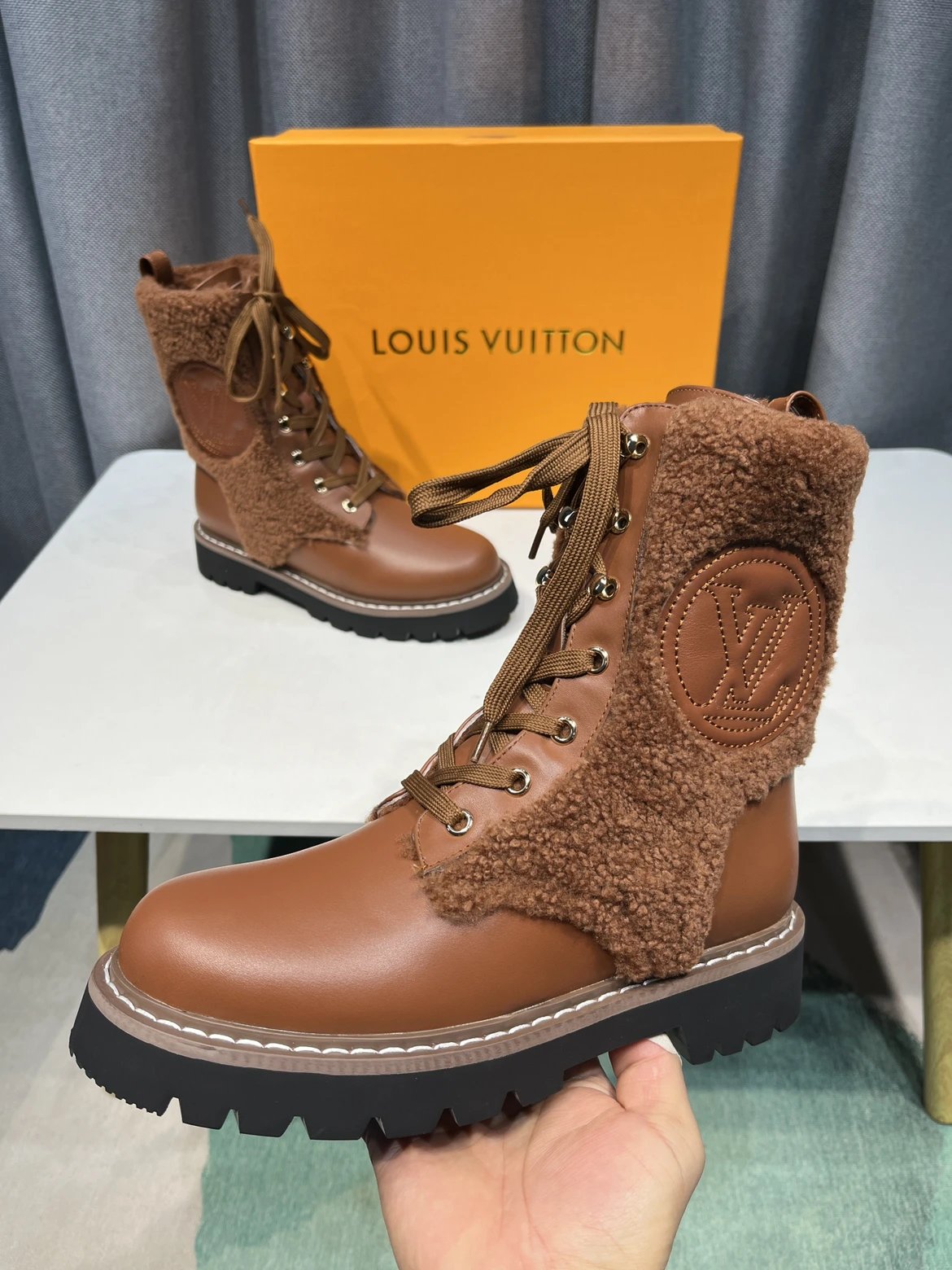 L Martin boots with sherpa lining