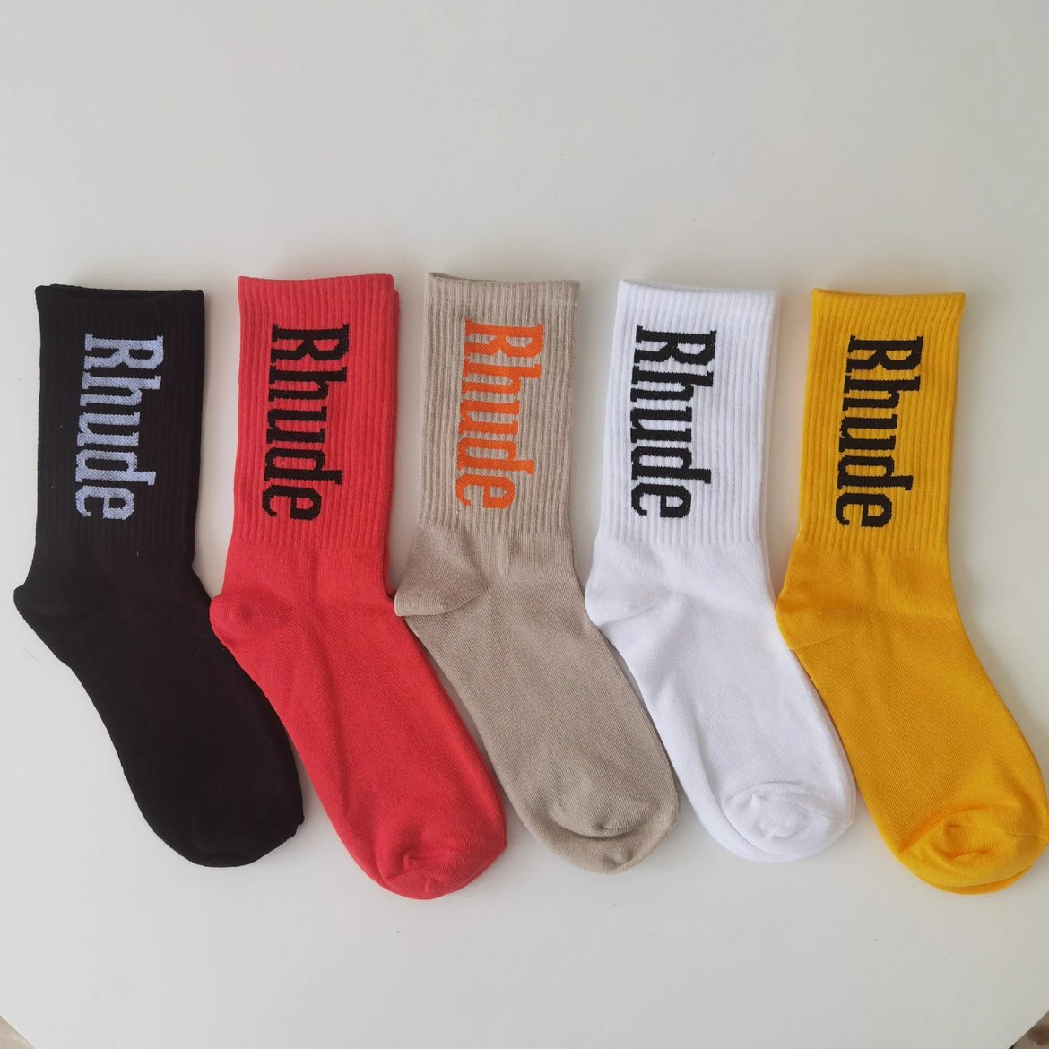 RHUDE Mid Socks Street Trendy Socks for Men and Women Couples