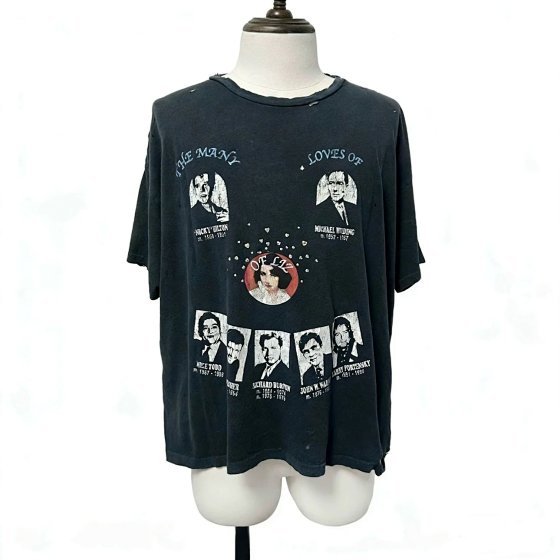 Paly Hollywood 25FW Elizabeth Taylor's Love Story Portrait Print Distressed Short Sleeve T-Shirt