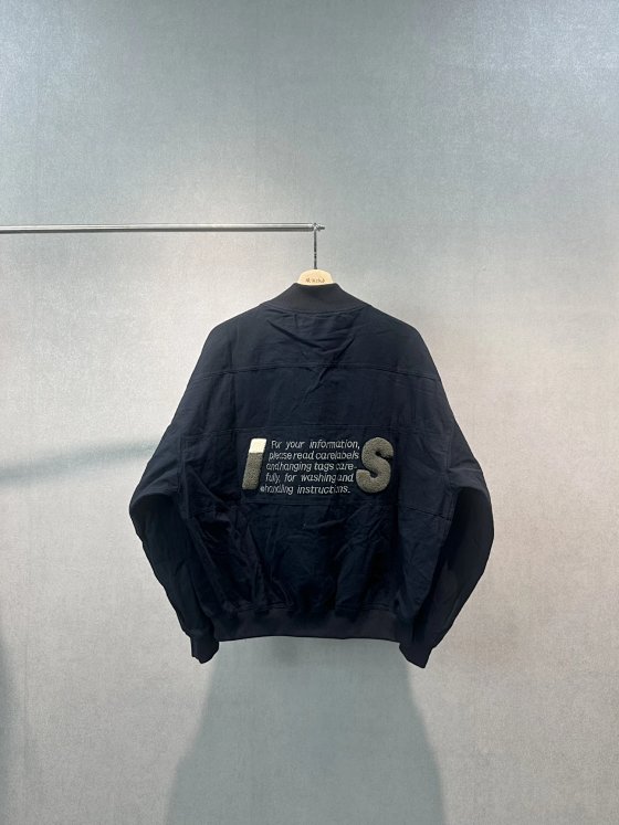 -Is Sports 80s Bomber Blue Black Canvas Embroidered Jacket