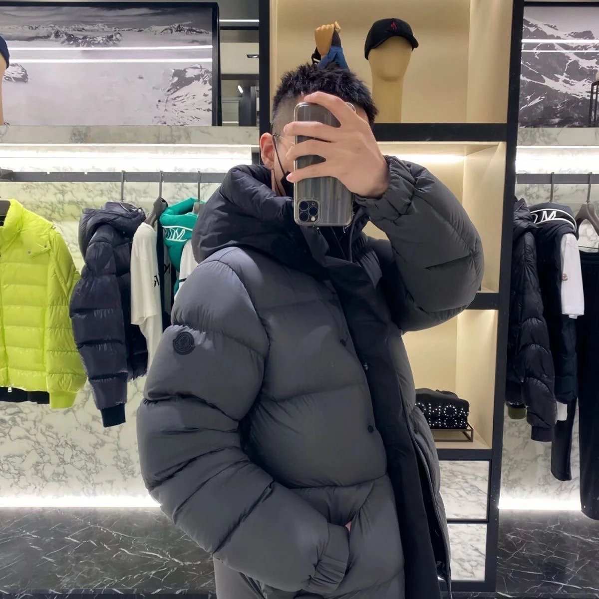 男士羽绒棉服拼接新款轻薄针织连帽轻奢棉袄冬季棉服排骨商务社会 7