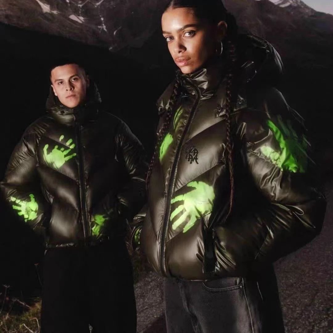 Synaworld Handprint Puffer Jacket in Olive Green product photo 2