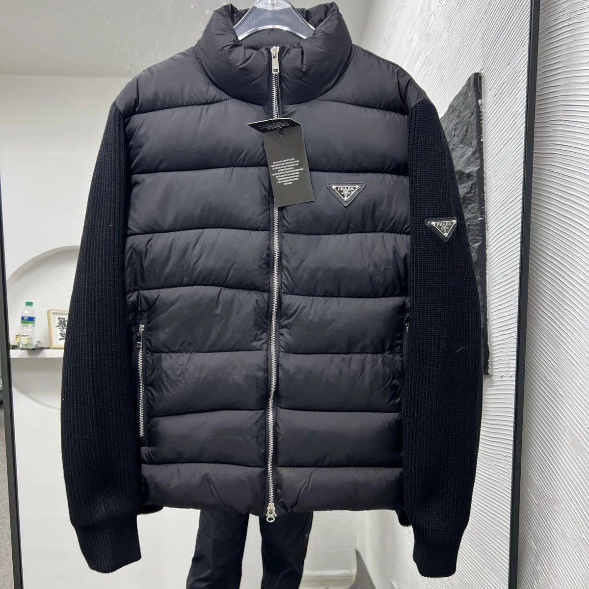 2025 New Spliced Couple Knit Stand Collar Jacket Light Luxury Ribbed Warm Men's & Women's Cotton Padded Thick Casual Top - Non-Quality Issues Do Not Support Unreasonable Returns