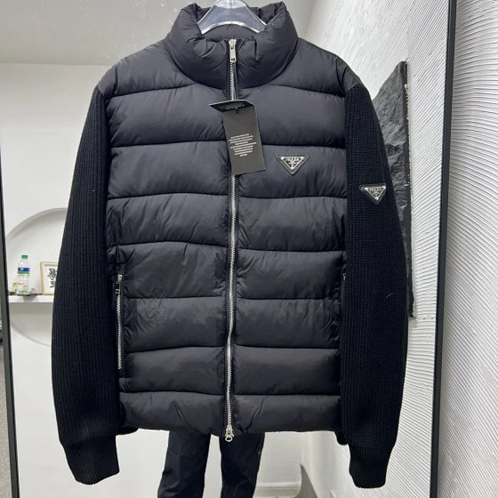 2025 New Spliced Couple Knit Stand Collar Jacket Light Luxury Ribbed Warm Men's & Women's Cotton Padded Thick Casual Top - Non-Quality Issues Do Not Support Unreasonable Returns