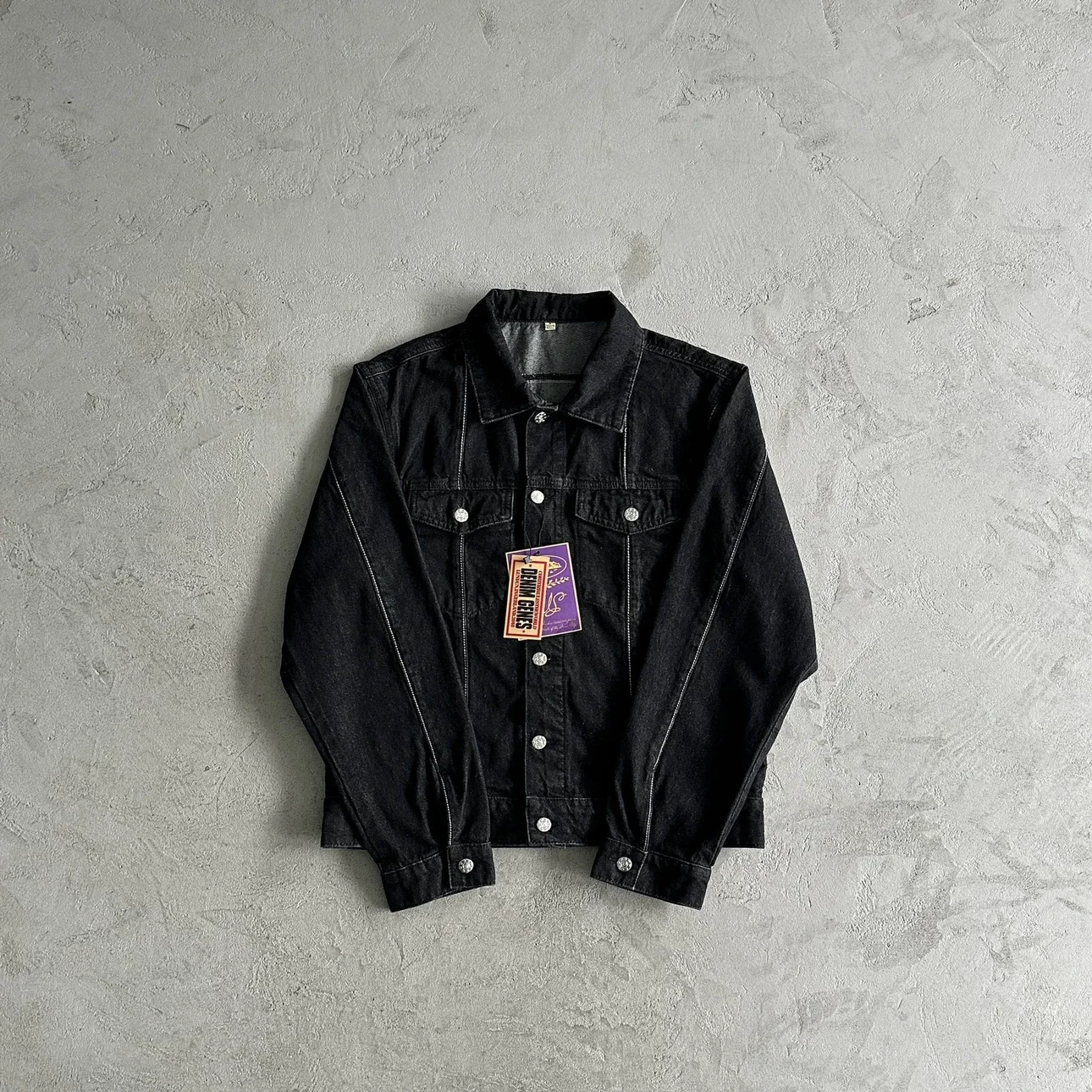 Denim Gems, Vintage Black Denim Jacket Collection (with visible stitching)