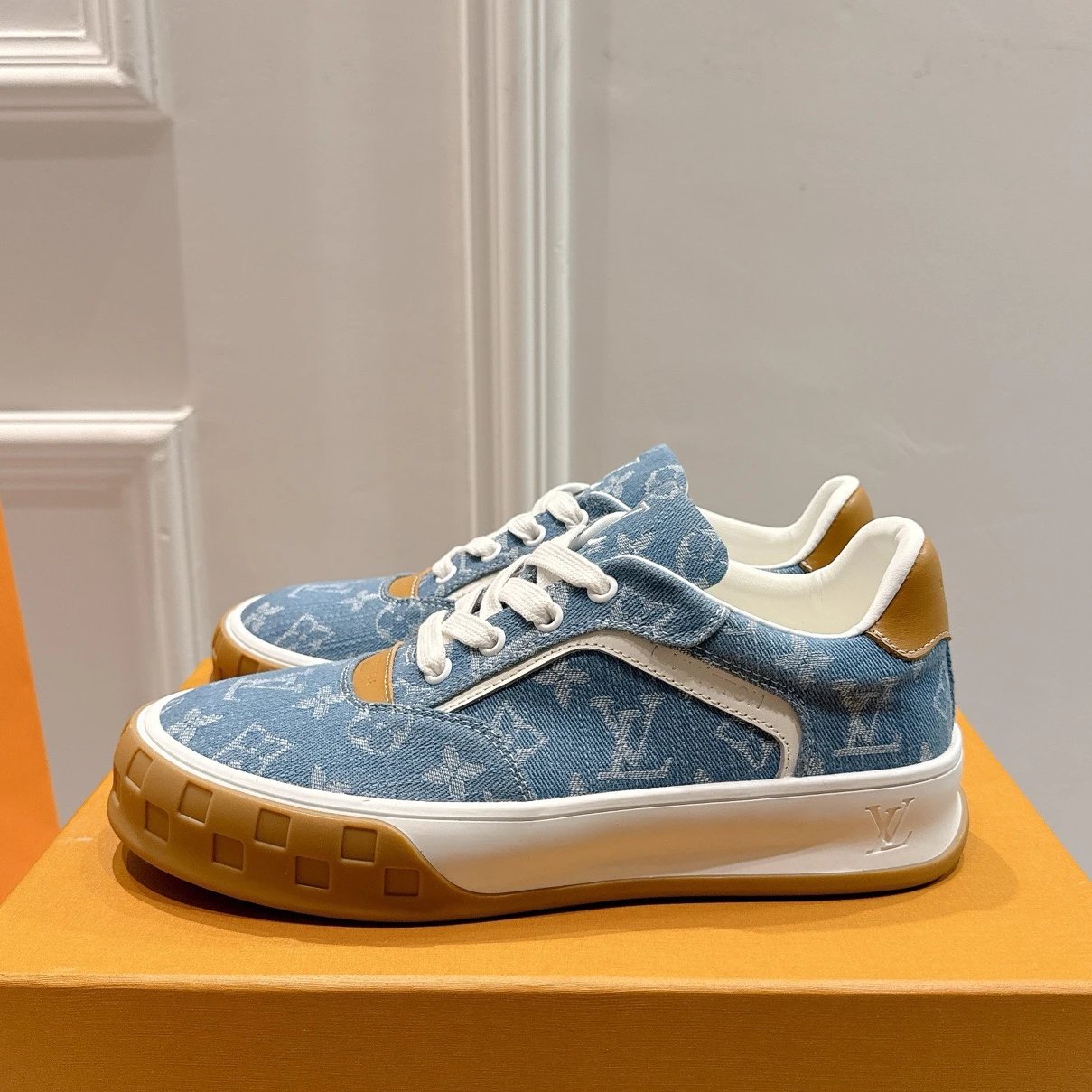 Louis Vuitton Men's Denim Platform Sneakers