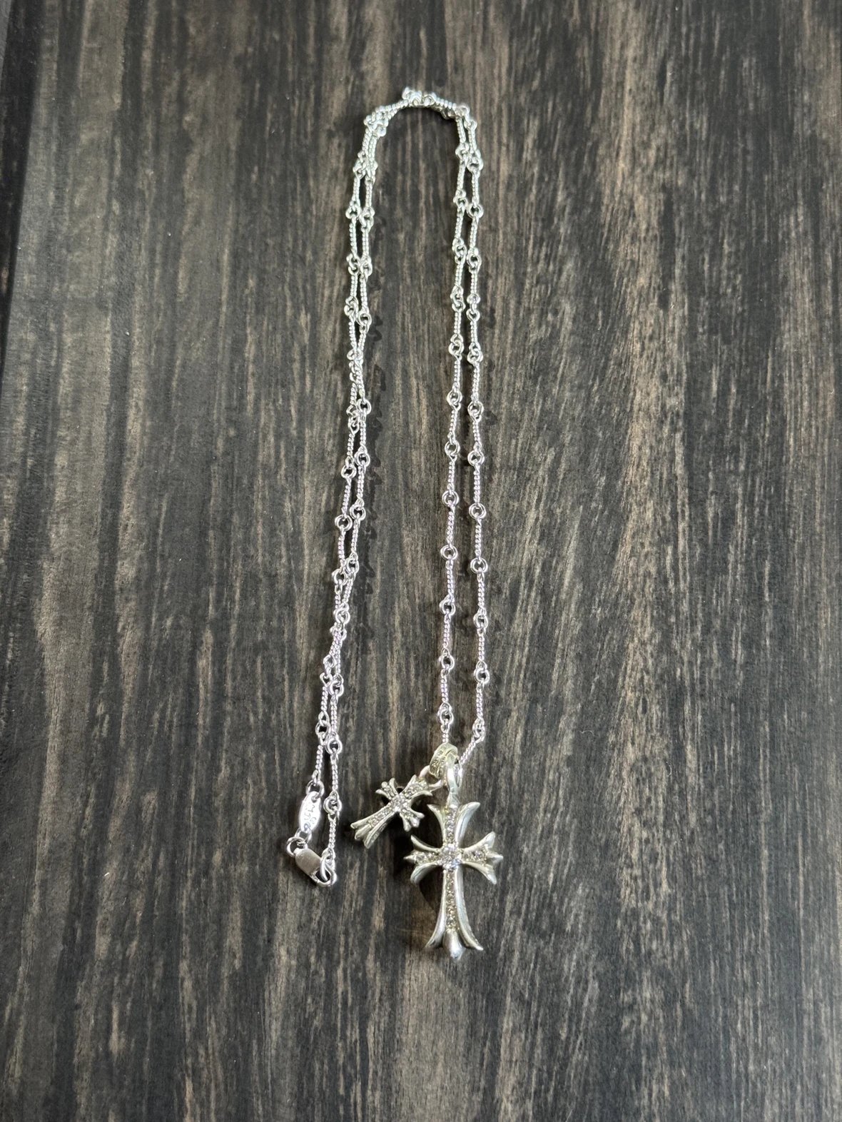 Double Cross Mozambique Diamond Necklace