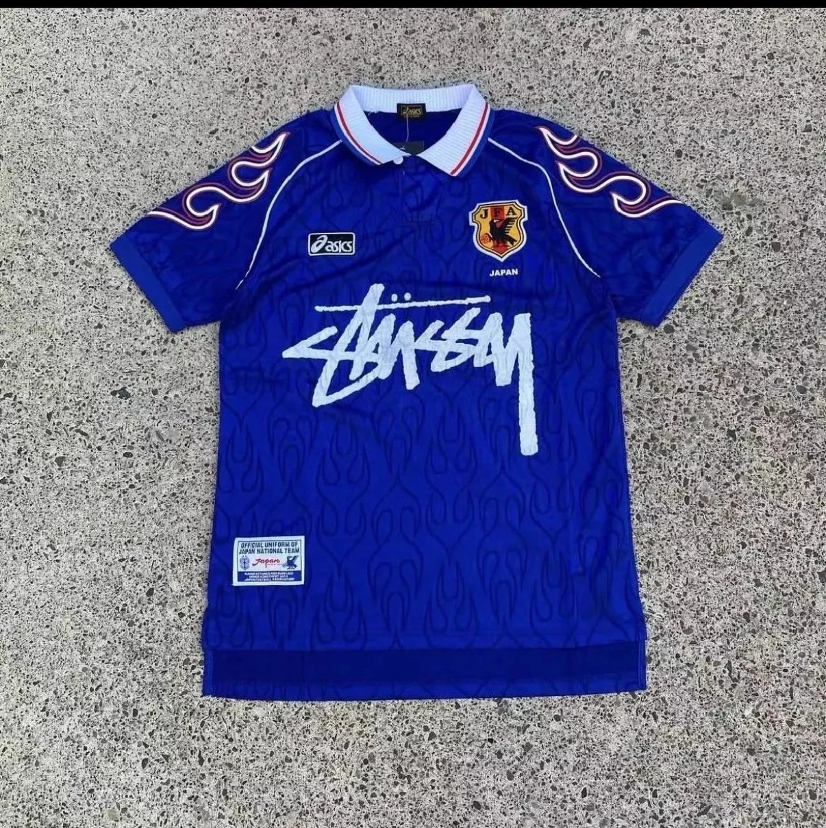 Stussy x Asics Japan 1998 Flame Home Jersey Blue