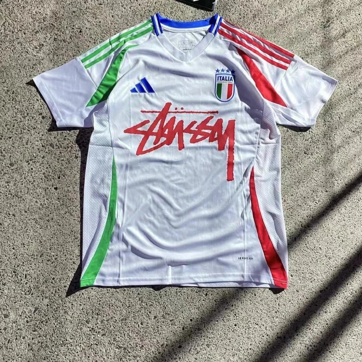 Stussy x Adidas Italy FIGC Away Jersey White Green Red