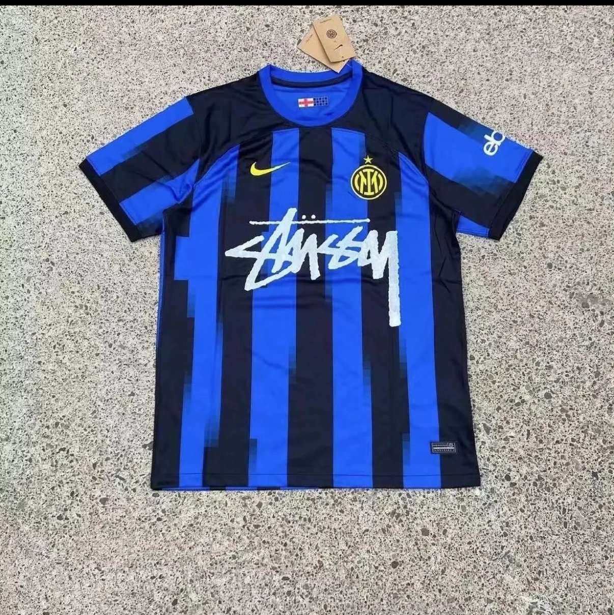 Stussy x Nike Inter Milan Home Striped Jersey Blue Black