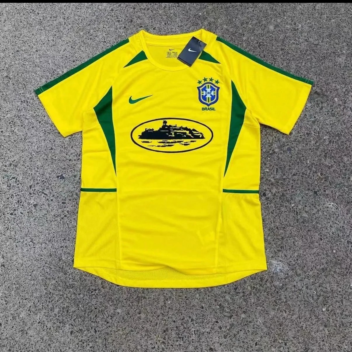 Stussy x Nike Brazil CBF Retro 2002 Home Jersey Yellow Green