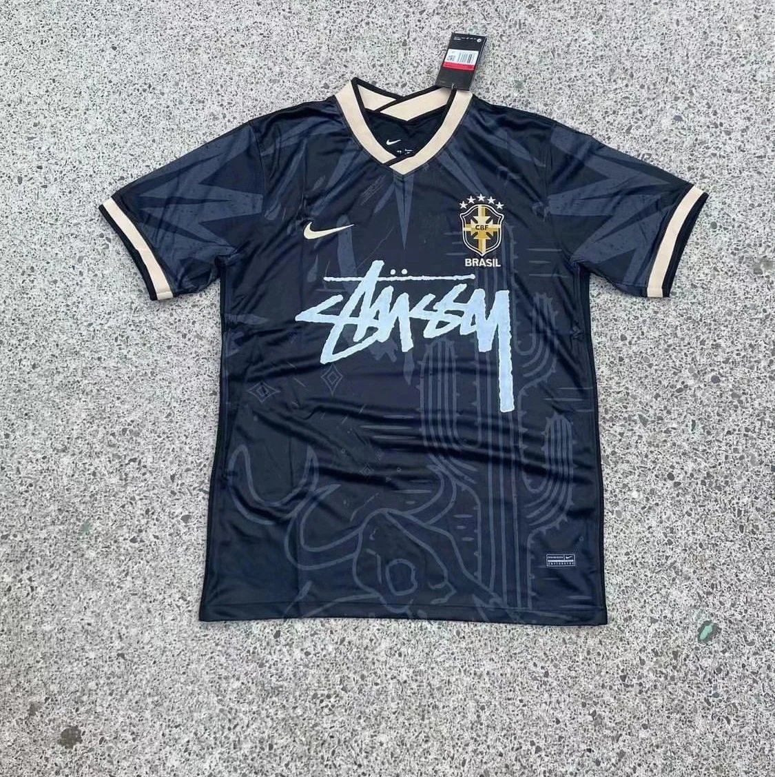 Nike x Stussy Brazil National Team Football Jersey Black Gold