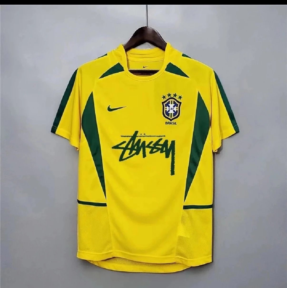 Stussy x Nike Brazil CBF Retro 2002 Home Jersey Yellow Green