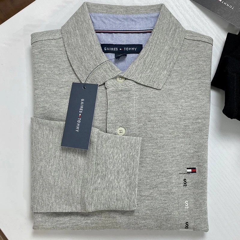Long Sleeve Polo Gray