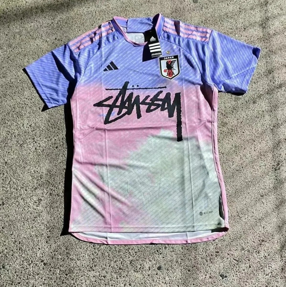 Stussy x Adidas Japan National Team Away Jersey Purple Pink Fade