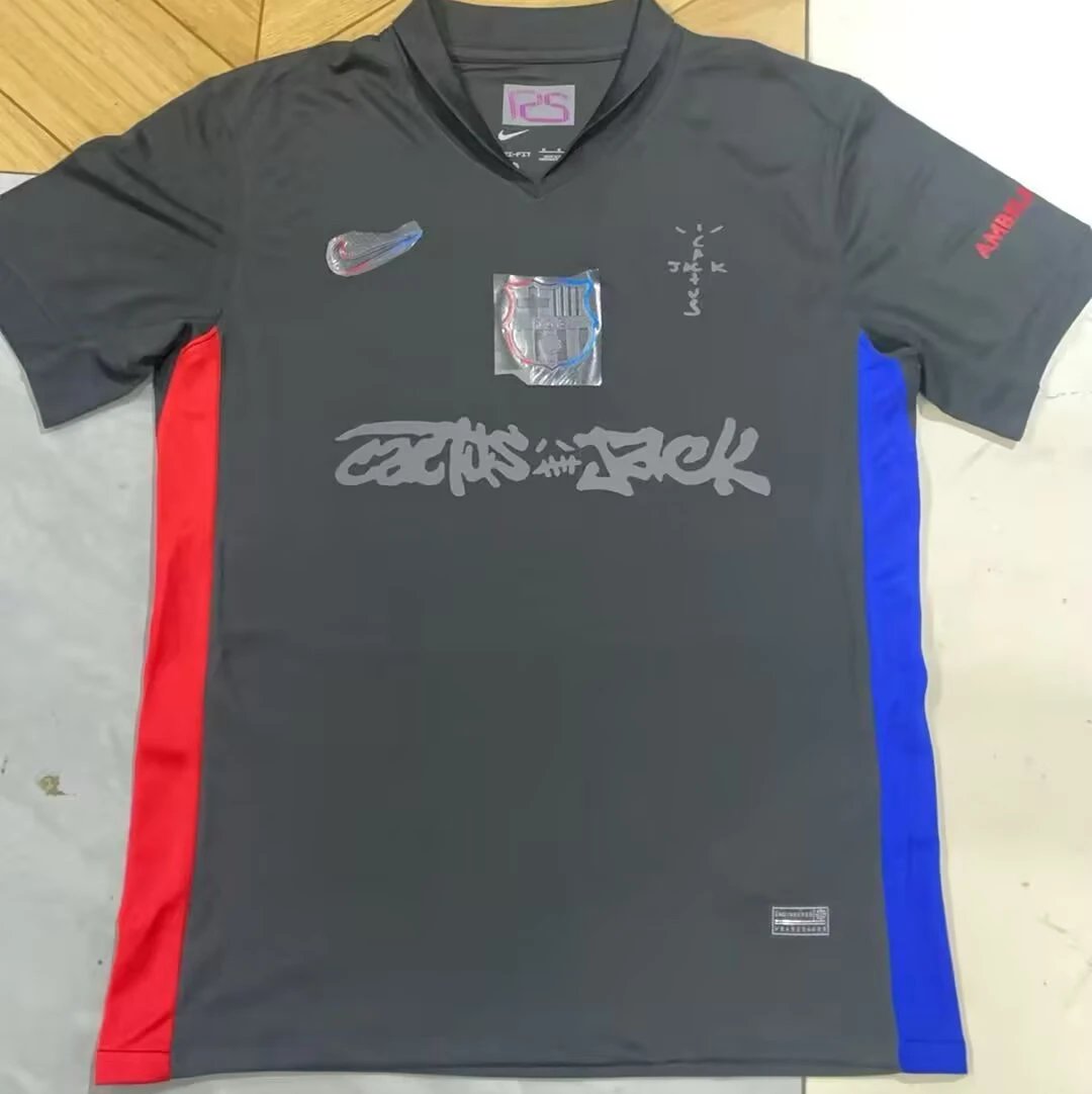 Travis Scott Cactus Jack x Nike FC Barcelona Third Jersey Grey Red Blue