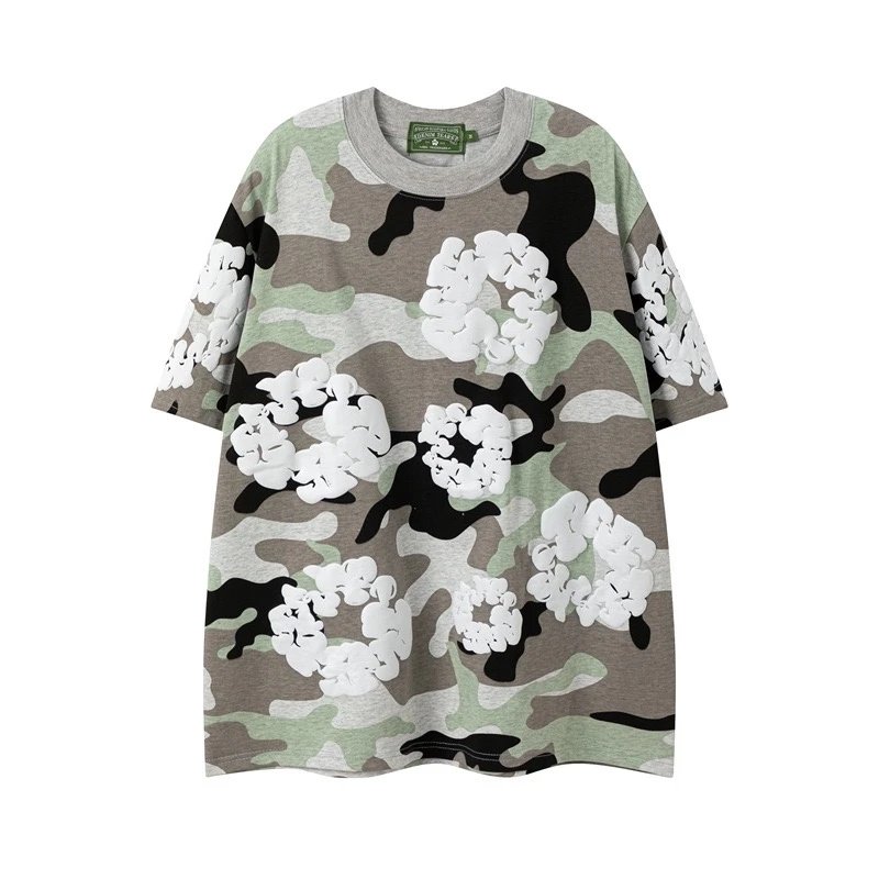 Short sleeved camouflage white