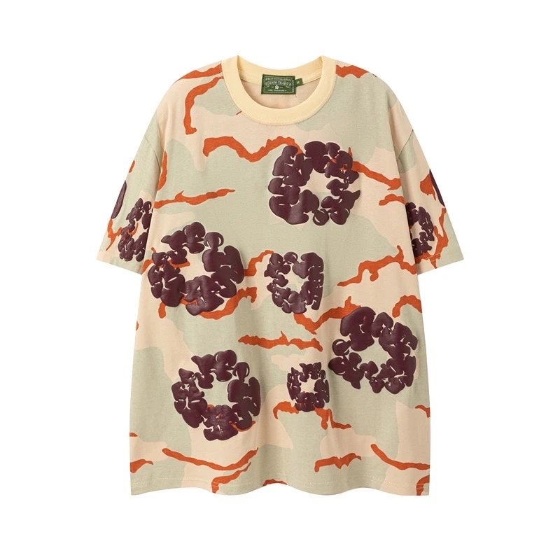 Short sleeved camouflage camel color