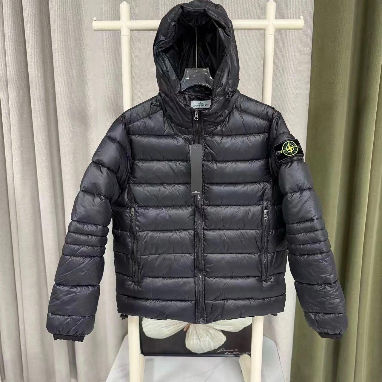 Stone Island Hooded Puffer Jacket Black