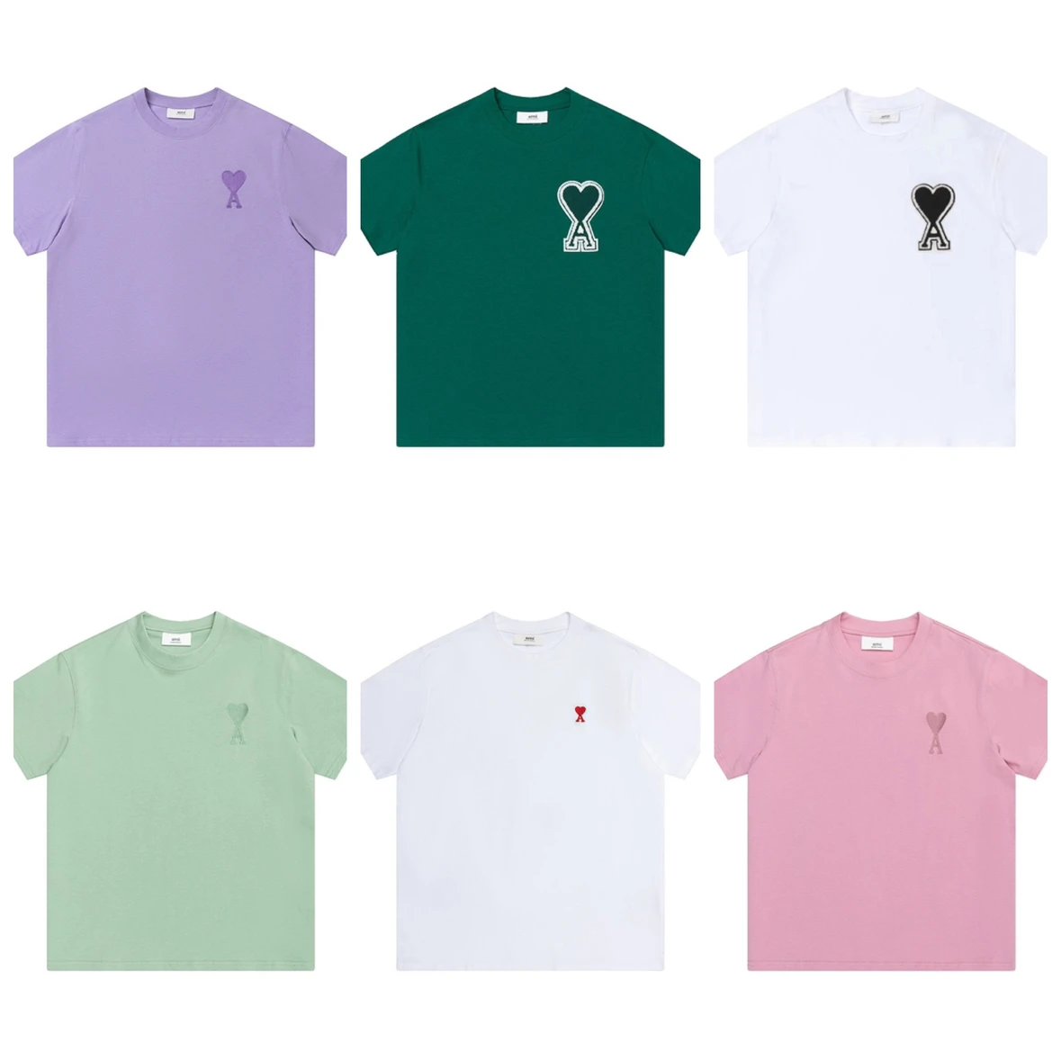 AM*Short Sleeve Cotton Embroidered Crew Neck T-Shirt (1)