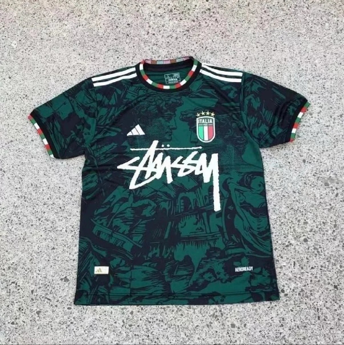 Stussy x Adidas Italy FIGC Dark Special Edition Jersey Forest Green