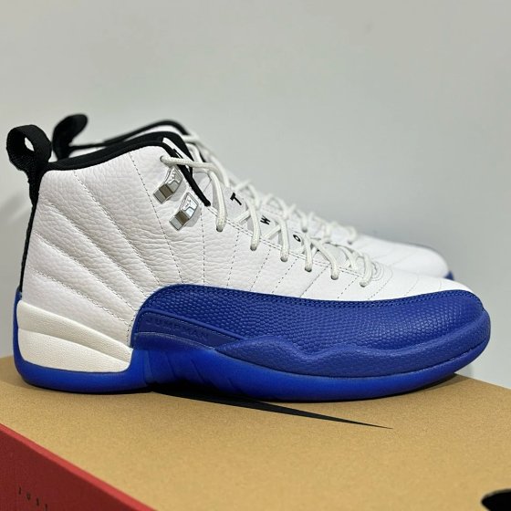 AJ12 White Blue Pure Original Edition ⚡ 12 Qiao 12 high top sports shoe toe layer leather genuine carbon fiber CT8013-140