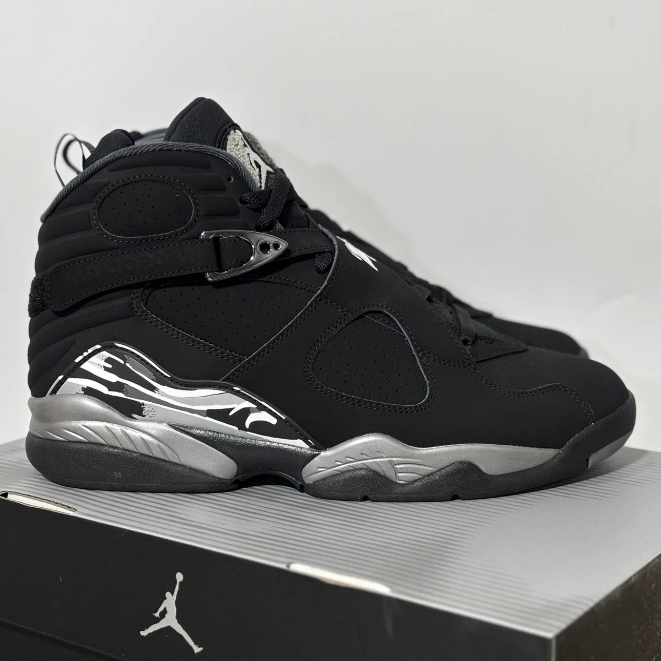 AJ8黑银 LJR版Air Jordan 8 Retro Chrome 乔8舒适 减震防滑 高帮 复古篮球鞋 305381-007