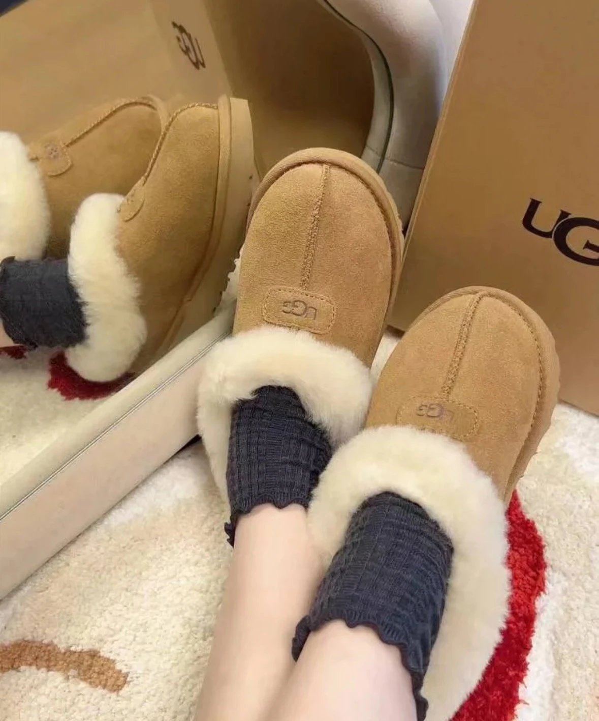 UGG Tasman Chocolate Brown Suede Slippers - 23