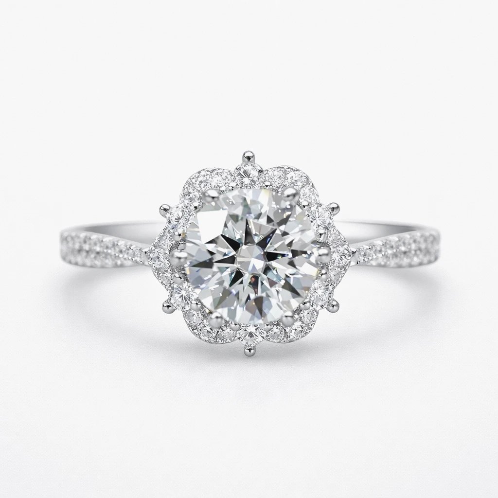 Chow Sang Sang Princess Moissanite Ring S925 Sterling Silver Plated 18K Gold Engagement Ring Wedding Gift for Women