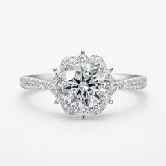 Chow Sang Sang Princess Moissanite Ring S925 Sterling Silver Plated 18K Gold Engagement Ring Wedding Gift for Women
