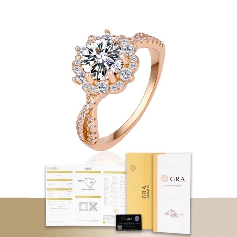 1 carat rose gold moissanite S925 sterling silver